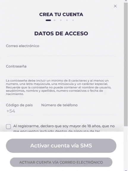 Registration at Betfun casino
